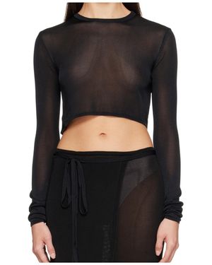 Frankie Shop Cropped Knitted T-Shirt - Black