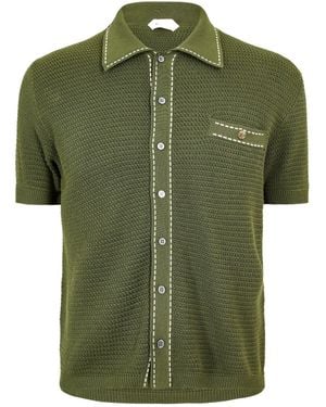 Versace Knitted Short Sleeve Polo Shirt - Green