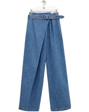 Loewe Belted Wrap-Front Jeans - Blue