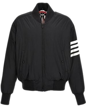 Thom Browne Bar Stripe Zipped Bomber Jacket - Black