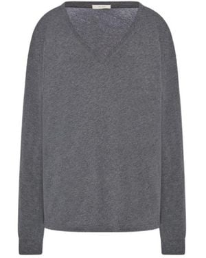 The Row Long-Sleeve Knit T-Shirt - Gray