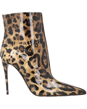 Dolce & Gabbana Leopard Print Leather Ankle Boots - Brown