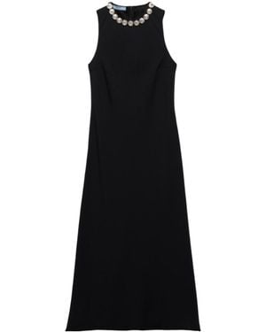 Prada Embellished Sleeveless Midi Dress - Black
