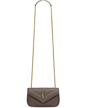 Saint Laurent Loulou Logo Plaque Mini Shouler Bag - White