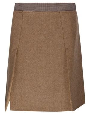 Sportmax Riga Checked Waist Mini Skirt - Brown