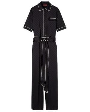 Gucci Gg Satin Jumpsuit - Black