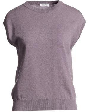 Brunello Cucinelli Solidcolor Sleeveless Wool Knit Top - Purple