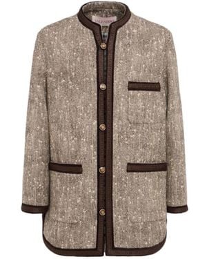 Valentino Wool Chevron Jacket - Brown