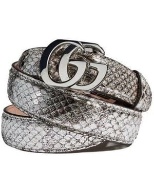 Gucci Cut Gg Marmont Thin Belt - White