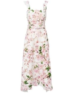 Oscar de la Renta Floral Lace Cocktail Dress - White