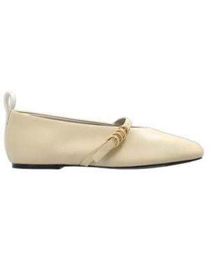 Rag & Bone Square-Toe Leather Ballerina Shoes - White