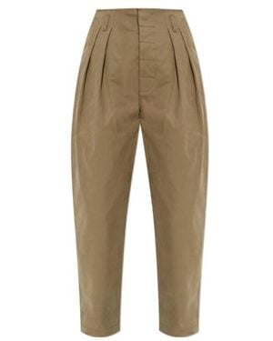 Moschino Logo Patch Pleat Detailed Trousers - Natural