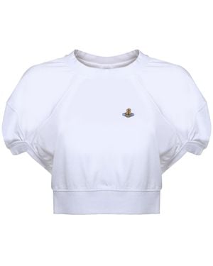 Vivienne Westwood Logo Embroidered Cropped Top - Blue