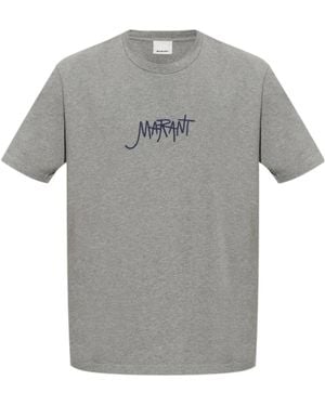 Isabel Marant Honore Logo-Embroidered T-Shirt - Grey
