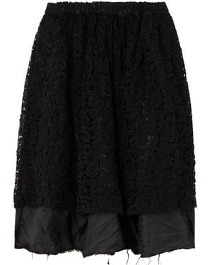 Comme des Garçons Lace-Detail Layered Midi Skirt - Black
