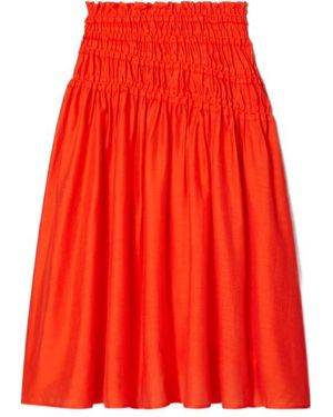 Tory Burch Pleated Viscose Skirt - Red