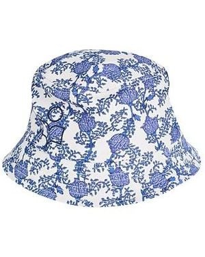 Isabel Marant Floral-Print Hats - Blue
