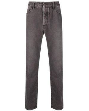 Palm Angels Logo Printed Straight Leg Jeans - Grey