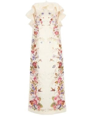 Zimmermann Ruffled Floral Midi Dress - Natural
