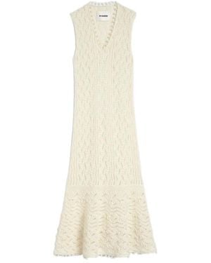 Jil Sander V-Neck Sleeveless Knitted Dress - White