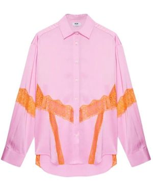 MSGM Lace Panel Shirt - Pink
