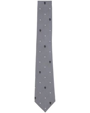 McQueen Patterned-Jacquard Tie - White