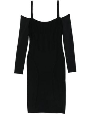 Mugler Ribbed Off-Shoulder Mini Dress - Black