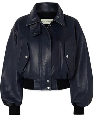 Nour Hammour Briar Leather Bomber Jacket - Blue