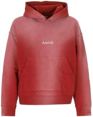 AMISH Spray Effect Hoodie Sweater - Red
