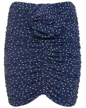 Magda Butrym Draped Dotted Mini Skirt W/ Flower - Blue