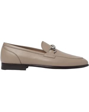 SCAROSSO Alessandra Almond Toe Loafers - Grey