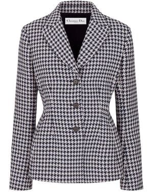 Dior Christian Houndstooth Button-Up Jacket - Black