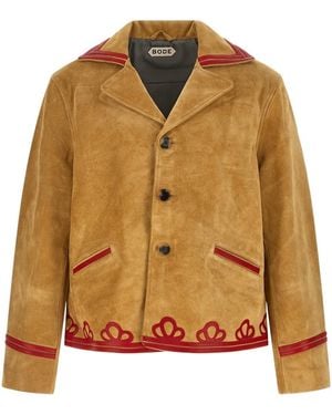 Bode Trefoil Long-Sleeved Leather Jacket - Brown