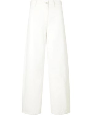Nili Lotan High Waist Loose Straight Leg Trousers - White