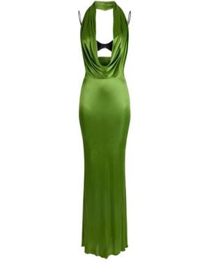 Elisabetta Franchi Open-Back Draped Maxi Dress - Green