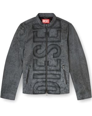 DIESEL L-Evert-A Biker Leather Jacket - Grey