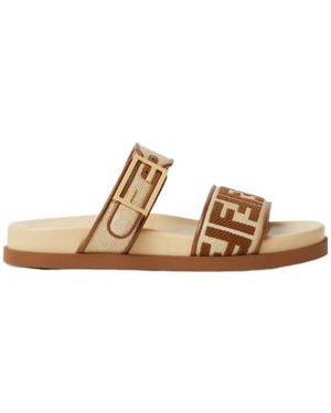 Fendi Ff Logo Buckle Sandals - Metallic