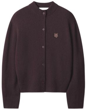 Maison Kitsuné Fox Head Lambswool High Neck Cardigan - Multicolor
