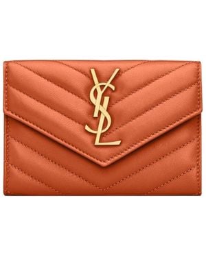 Saint Laurent Cassandre Matelassé Small Envelope Wallet - Orange