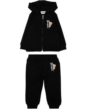 Moschino Two-Piece Set: Long-Sleeve Hooded Sweatshirt And Sweatpants - Black