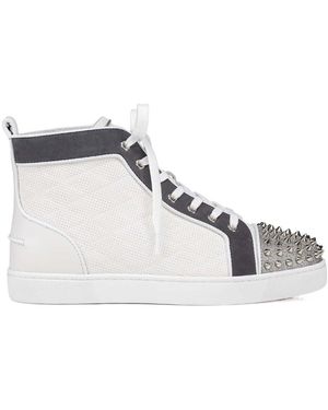 Christian Louboutin Lou Spikes High-Top Leather Trainers - Brown