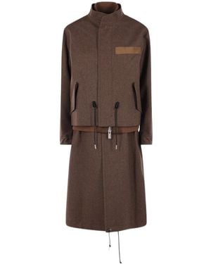 Sacai Layered Drawstring Jacket - Brown
