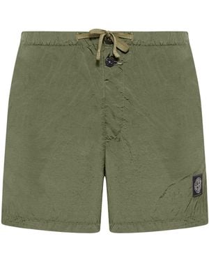 Stone Island Logo Patch Drawstring Shorts - Green