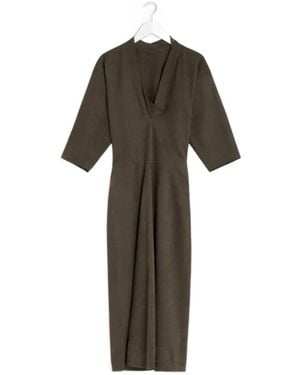 Lemaire V-Neck Three-Quarter Sleeve Midi Dress - Green
