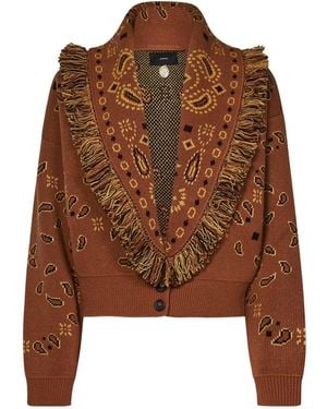 Alanui Bandana Jacquard Knit Cardigan - Brown