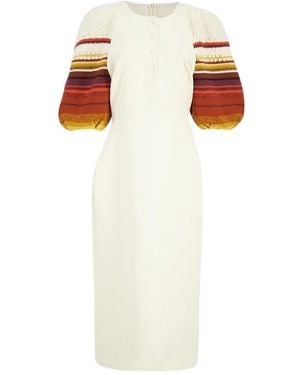 Gabriela Hearst Nomo Textured Linen Dress - White