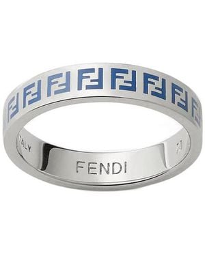 Fendi Ff Slim Band Ring - White