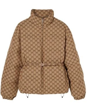Gucci Gg Zip-Up Bomber Jacket - Brown