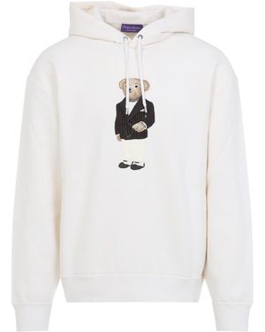 Ralph Lauren Bear-Embroidered Drawstring Hoodie - White