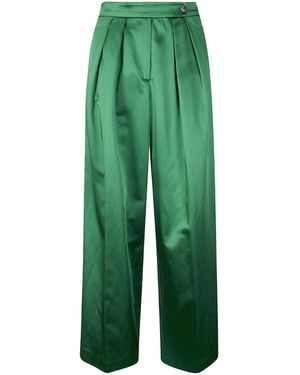 Dries Van Noten Pleated Tailores Palazzo Pants - Green